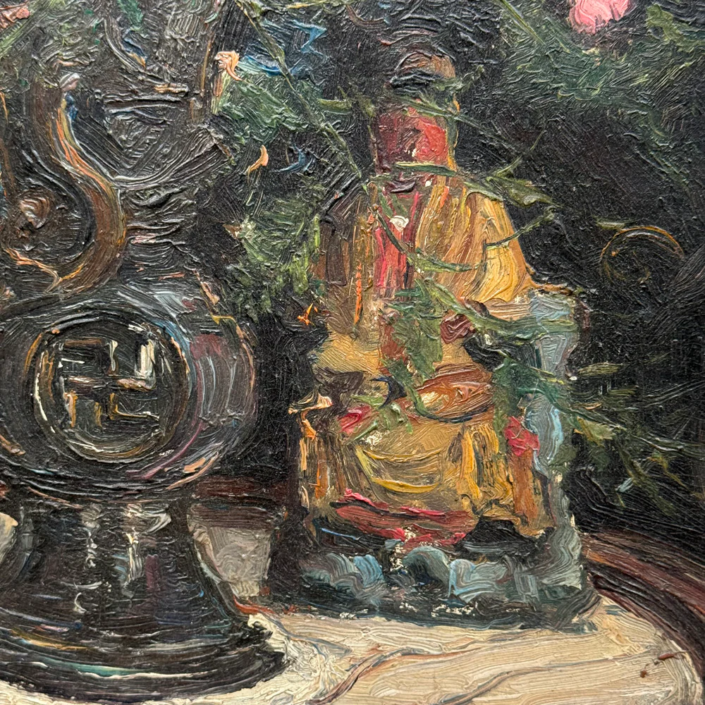 Early 20th-century French Floral Still Life Framed Painting - Image 3